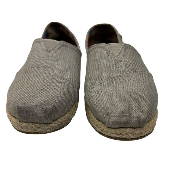 Bobs Skechers Canvas Taupe Tan Loafers 7.5 Slip On Memory Foam Wedge - Picture 4 of 11